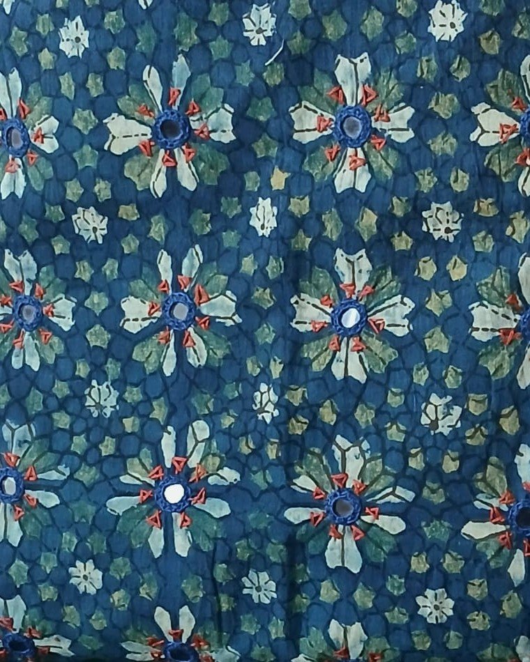 Ajrakh Cushion Covers in Natural Dyes with Hand Embroidery – (CUSH0017) - Image 2