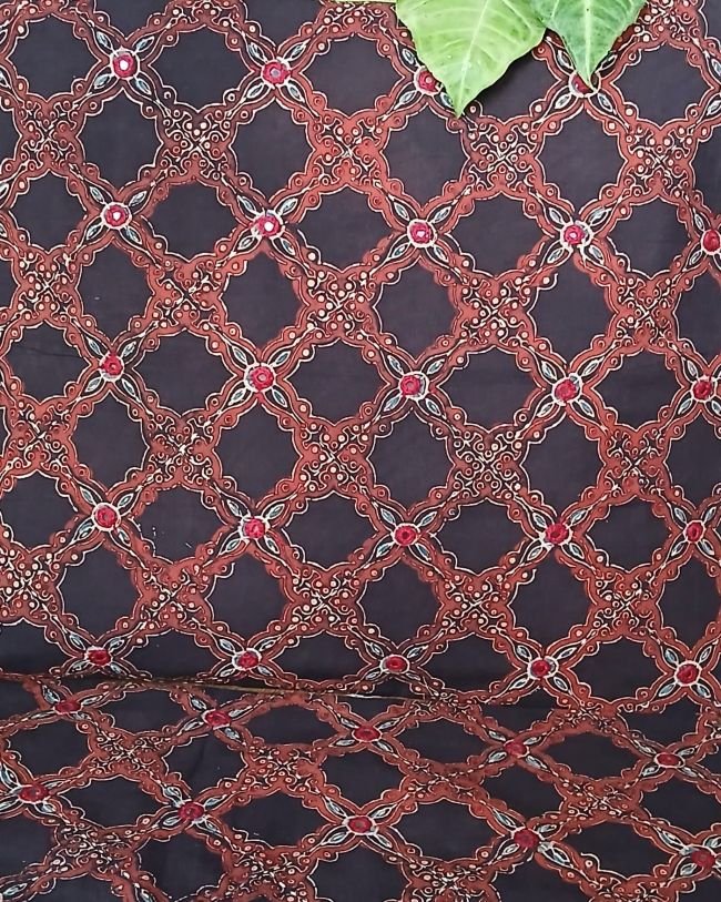 Ajrakh Cushion Covers in Natural Dyes with Hand Embroidery – (CUSH0023) - Image 2