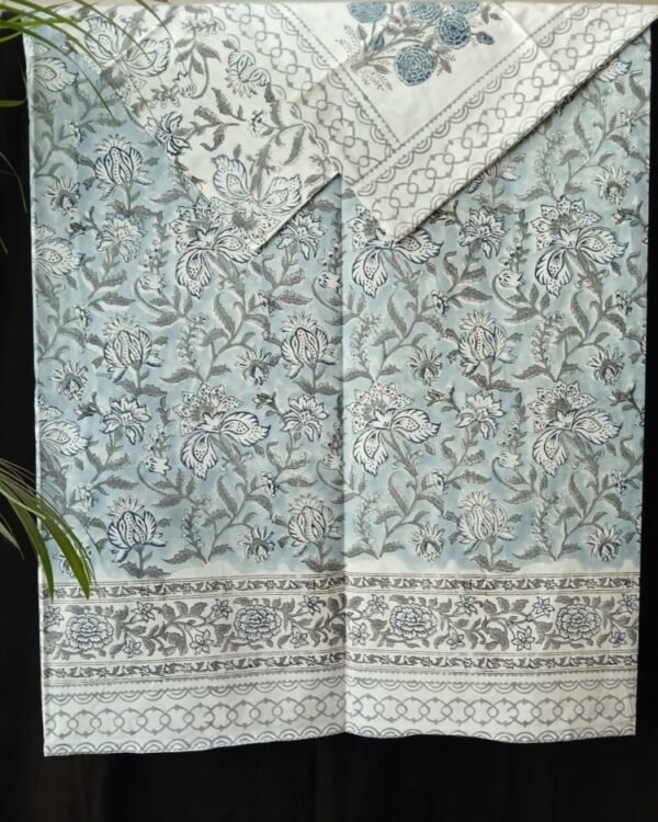 Blockprint Large King Double Bedsheet with matching pillowcases- (HDBS0001)