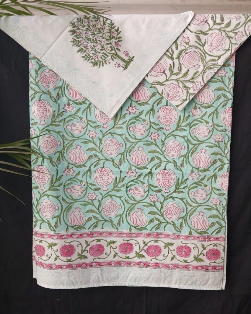 Blockprint Double Bedsheet with matching pillowcases – (DBST0008)