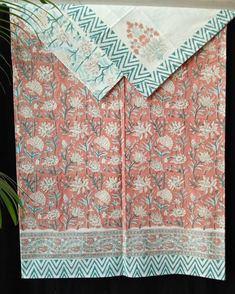 Blockprint Double Bedsheet with matching pillowcases - (BBDB0003)