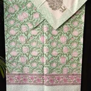 Blockprint Large King Double Bedsheet with matching pillowcases- (HDBS0004)
