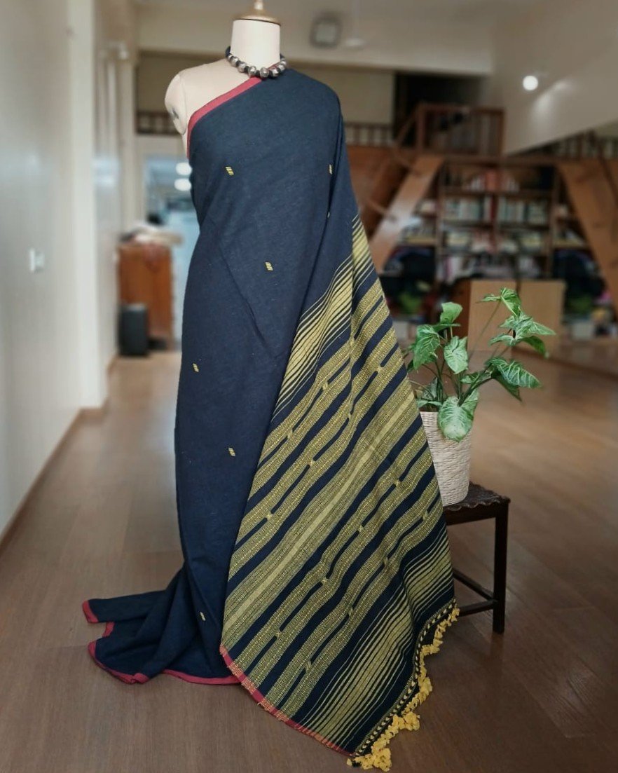 Bhujodi Saree handwoven in Kala Cotton – (BHUJ0024) - Image 3