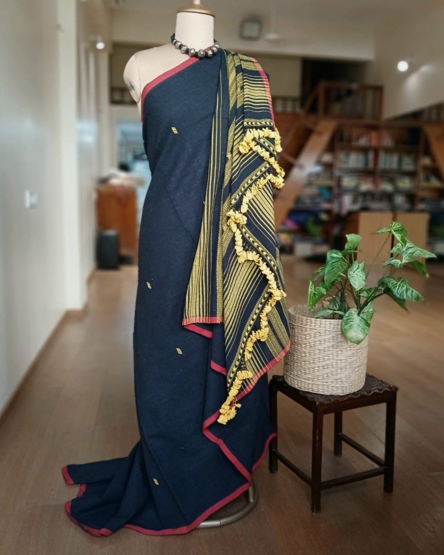 Bhujodi Saree handwoven in Kala Cotton – (BHUJ0024)