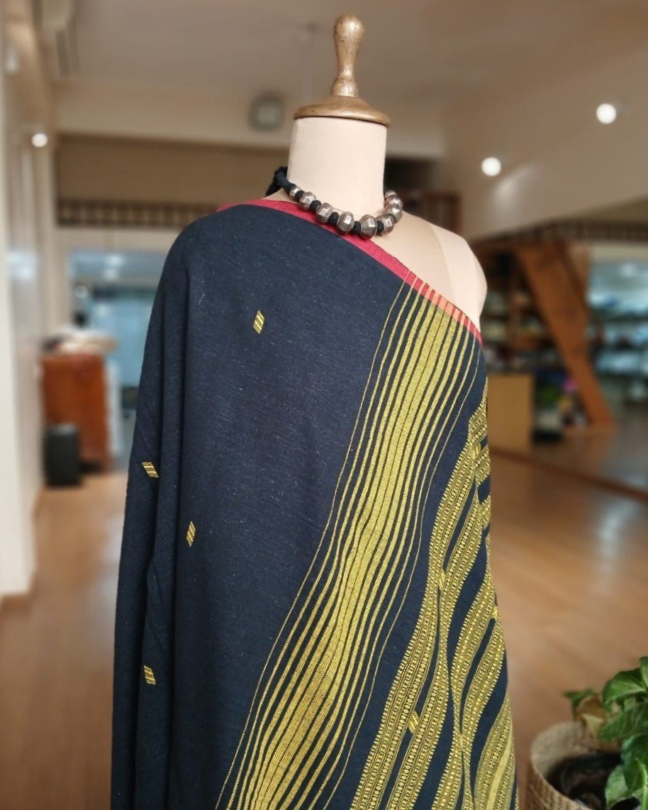 Bhujodi Saree handwoven in Kala Cotton – (BHUJ0024) - Image 6