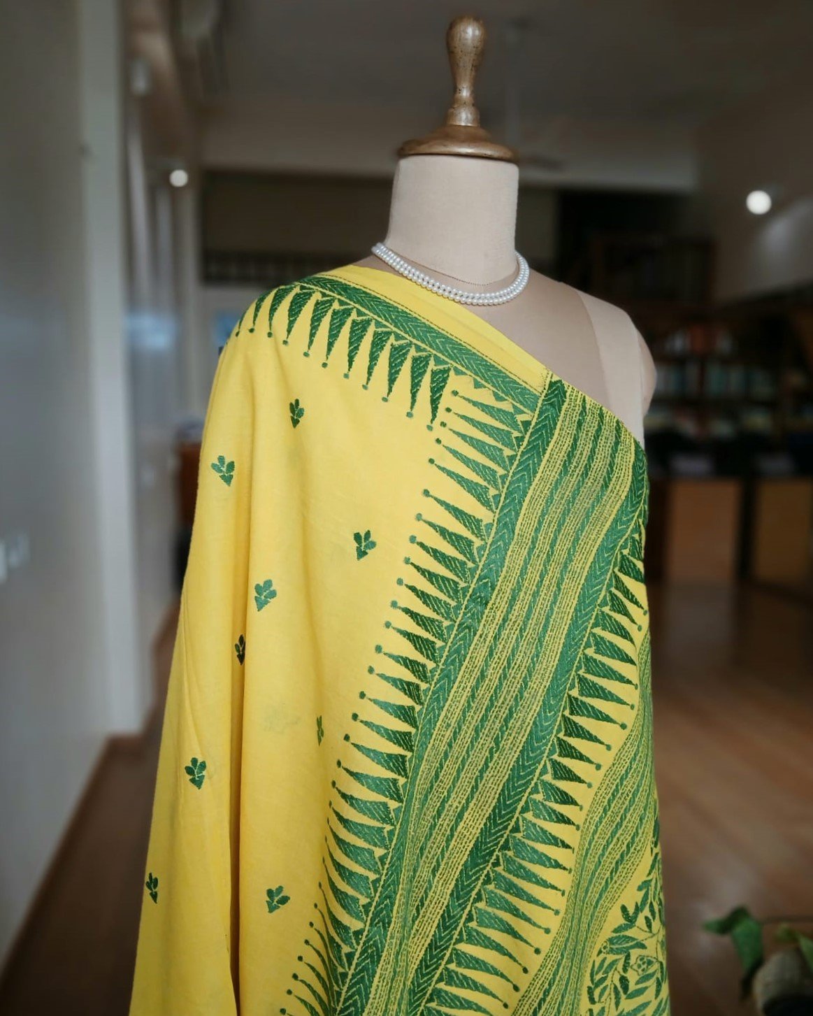 Cotton Kantha Saree from Santiniketan – (KNCS1008) - Image 5