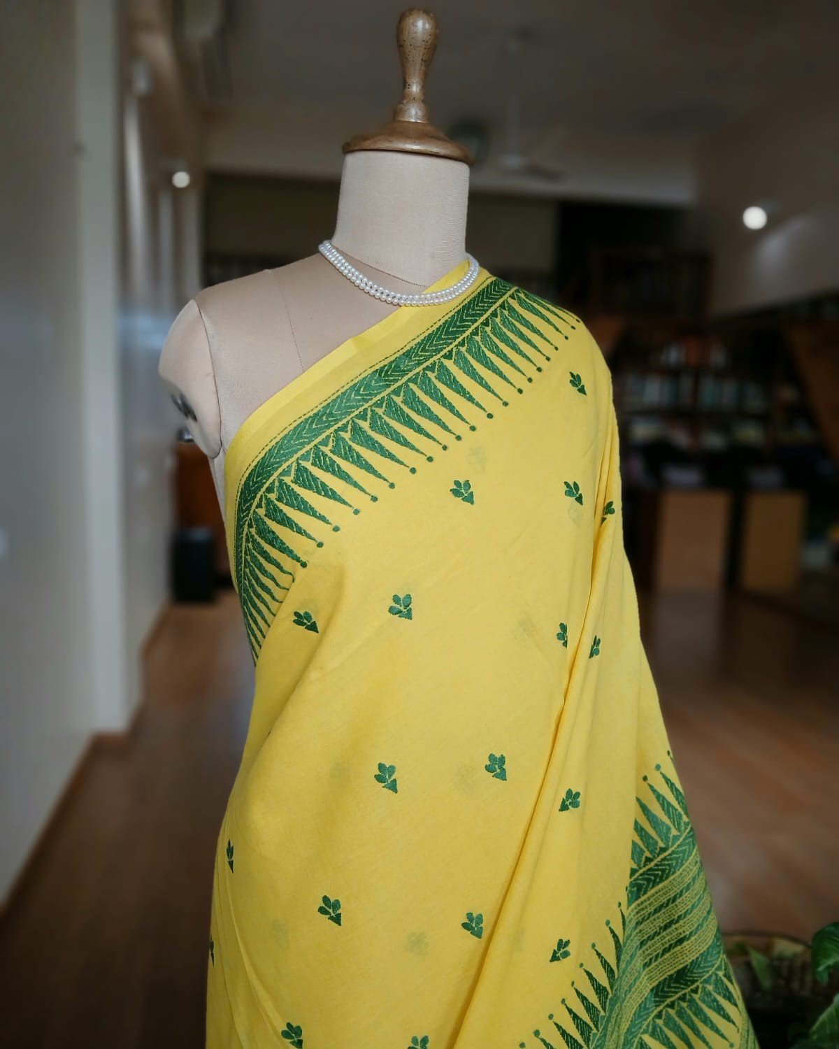 Cotton Kantha Saree from Santiniketan – (KNCS1008) - Image 3