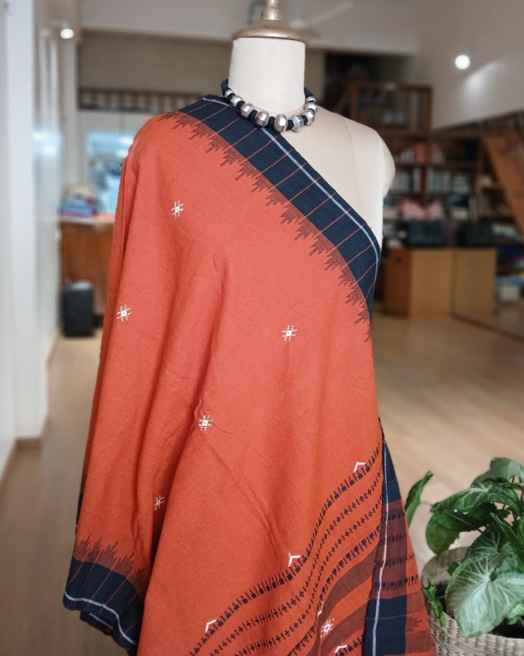 Kotpad handweave Cotton Dupatta from Odisha- (CTKD1013) - Image 2