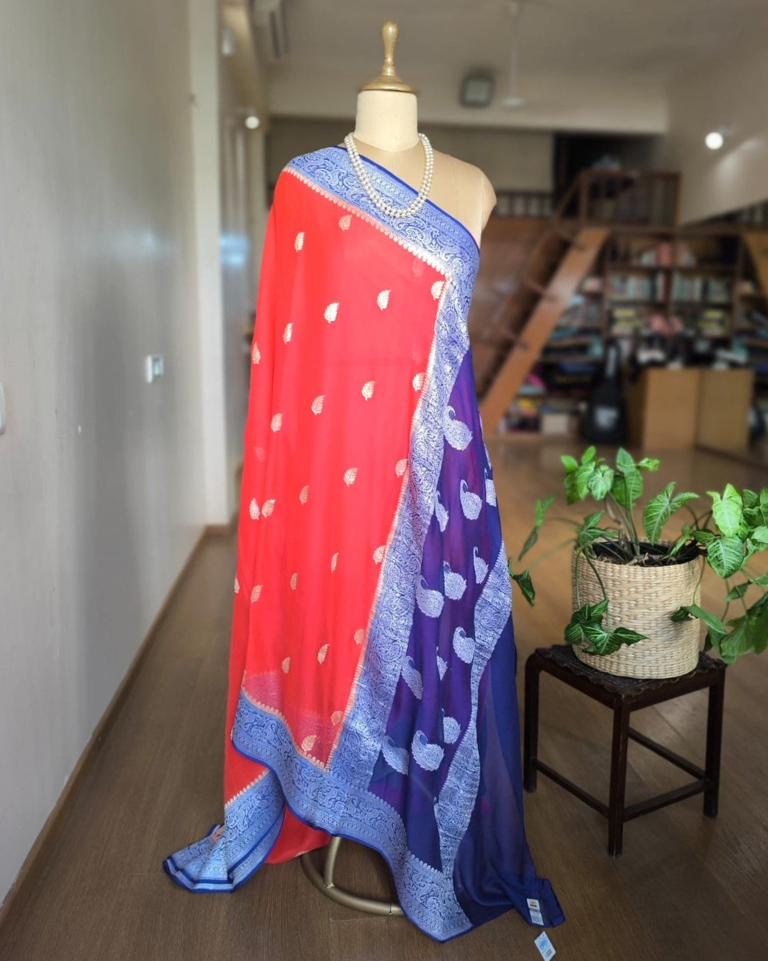 Georgette Pure Silk Handweave from Banaras – (GBHS1007) - Image 5