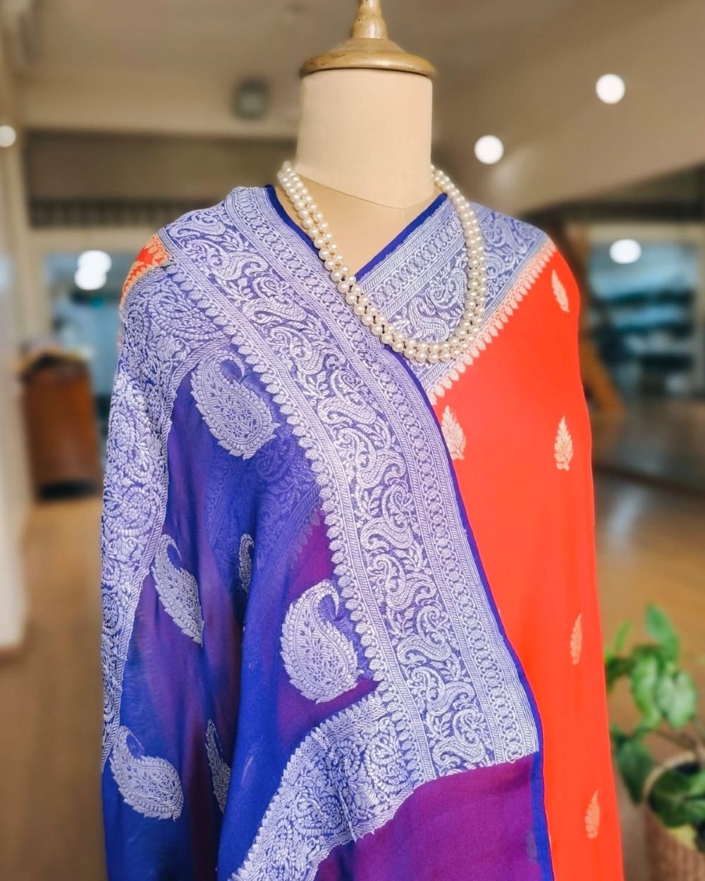 Georgette Pure Silk Handweave from Banaras – (GBHS1007) - Image 2