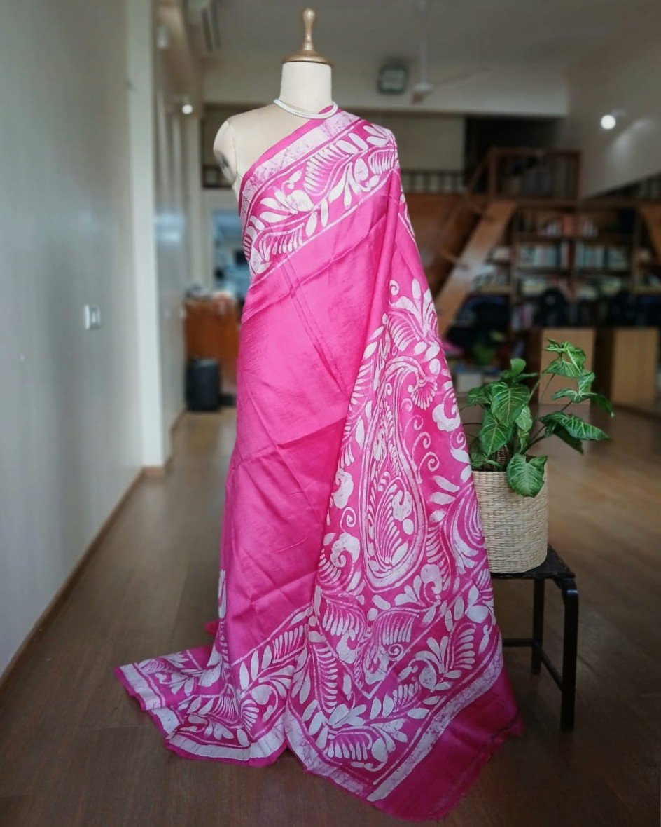 Batik Silk Saree from Murshidabad - (BSSM0006)