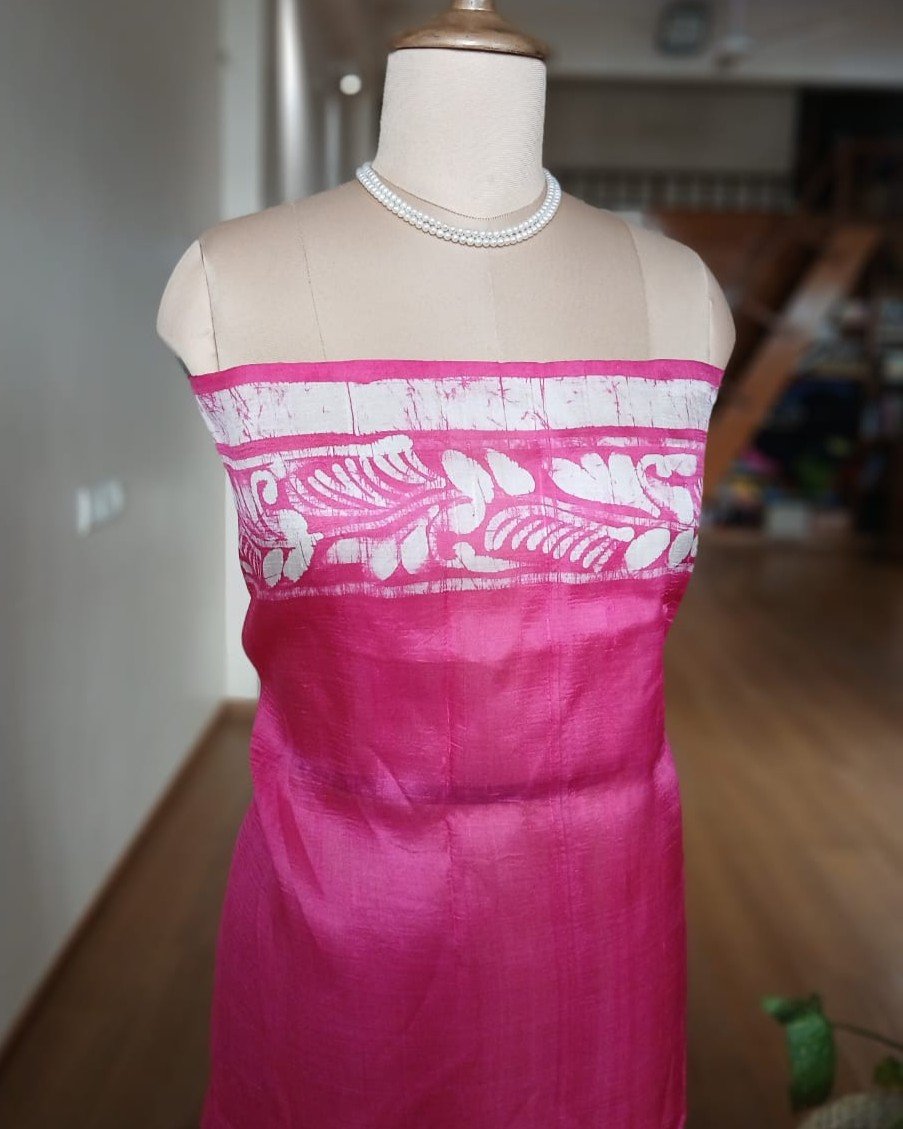 Batik Silk Saree from Murshidabad - (BSSM0006) - Image 5