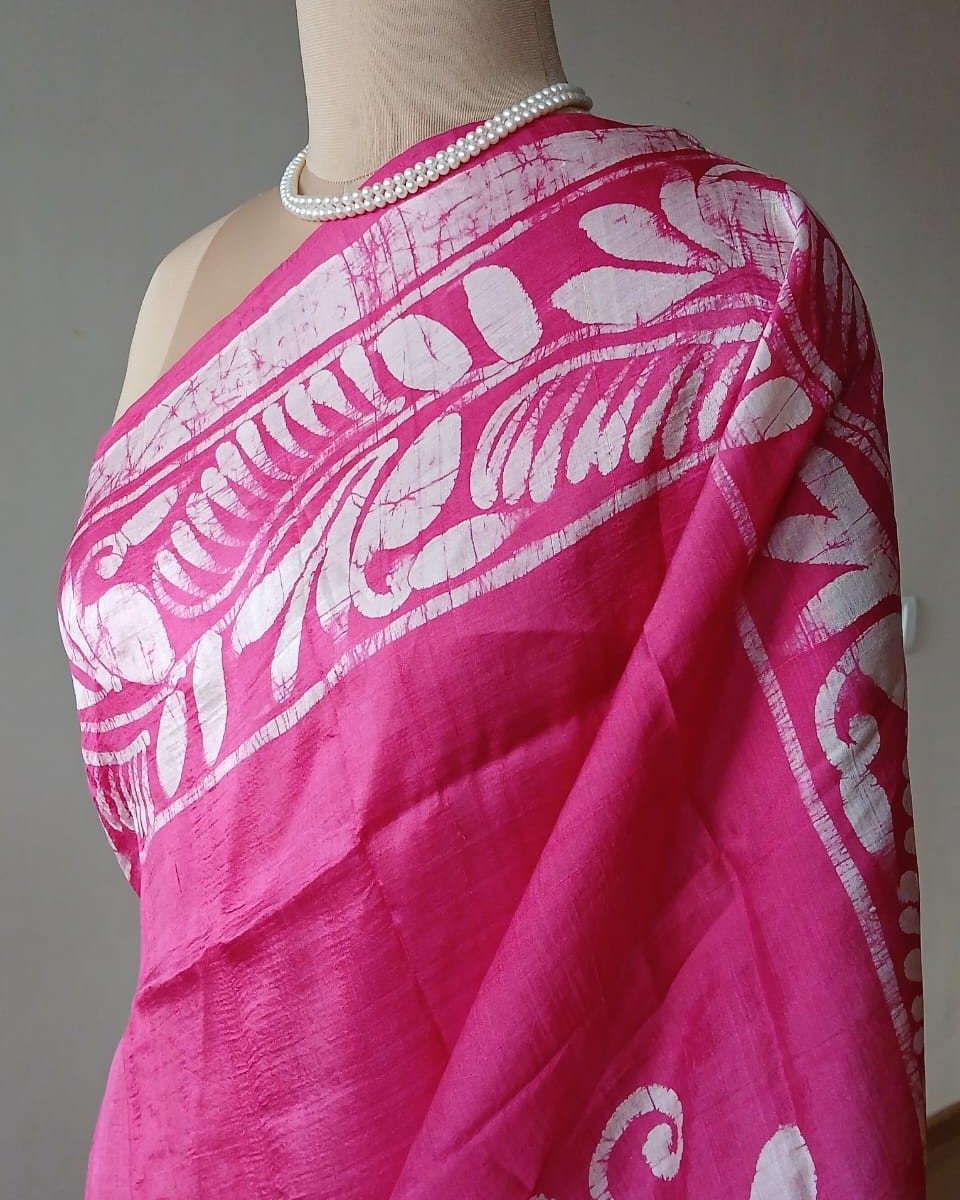 Batik Silk Saree from Murshidabad - (BSSM0006) - Image 4