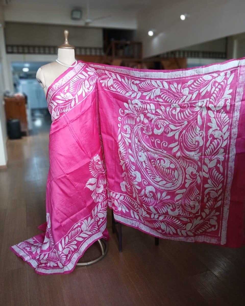 Batik Silk Saree from Murshidabad - (BSSM0006) - Image 2