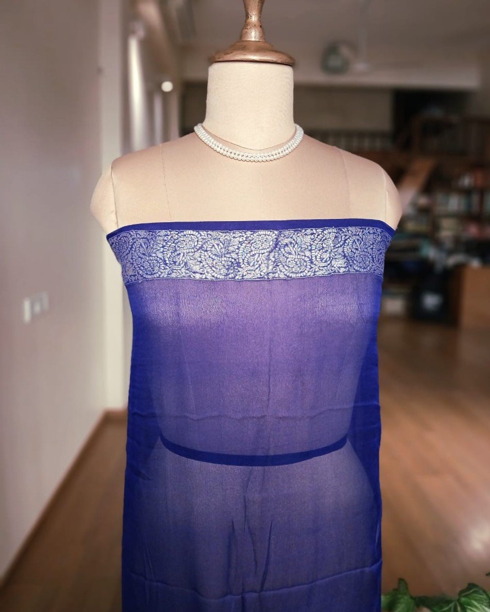 Georgette Pure Silk Handweave from Banaras – (GBHS1007) - Image 6