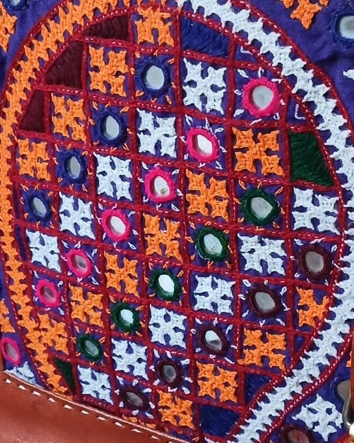 Embroidered Box Jhola Bag in Leather - (MKLB0003) - Image 3