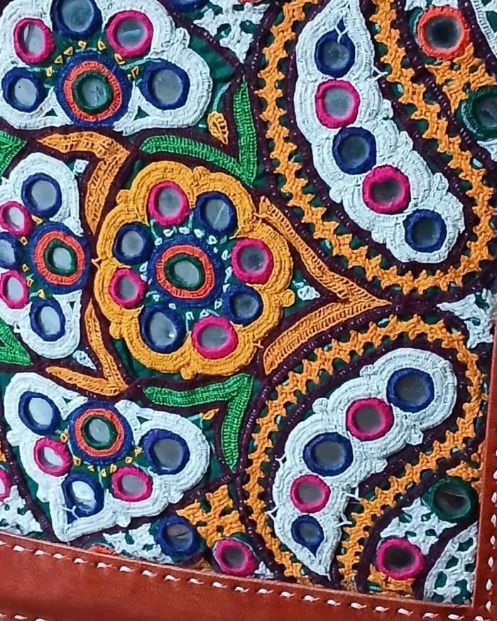 Embroidered Box Jhola Bag in Leather - (MKLB0005) - Image 3