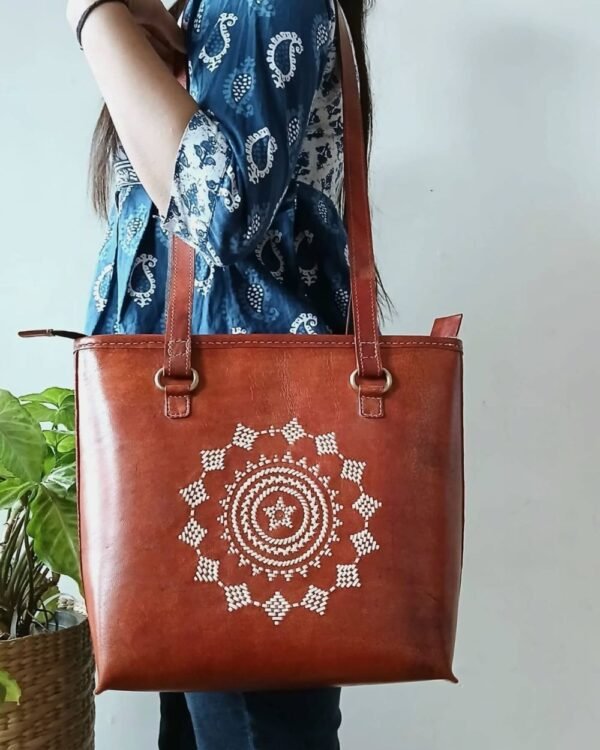 Dedhi Embroidered Shoulder Bag in Leather - (MKLB0001) - Image 2