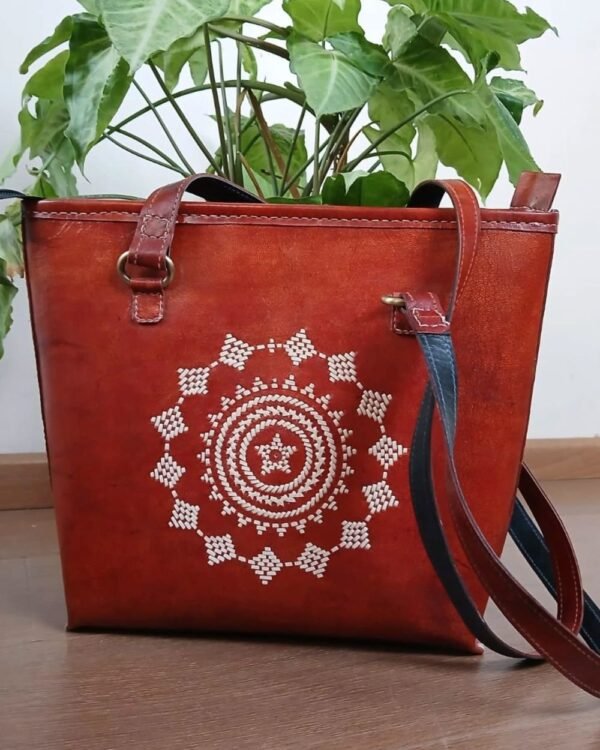 Dedhi Embroidered Shoulder Bag in Leather - (MKLB0001)