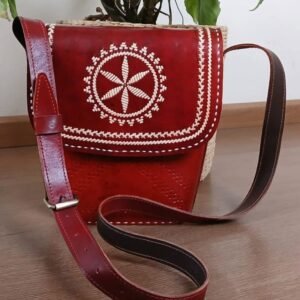 Dedhi Embroidered Balti Bag in Leather - (MKLB0002)