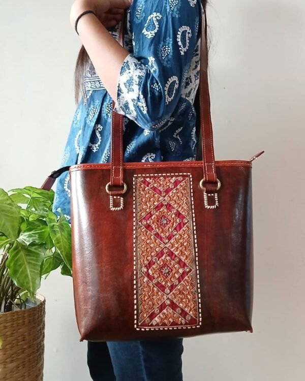 Dedhi Embroidered Shoulder Bag in Leather – (MKLB0004) - Image 2