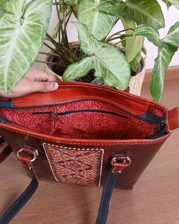 Dedhi Embroidered Shoulder Bag in Leather – (MKLB0004) - Image 3