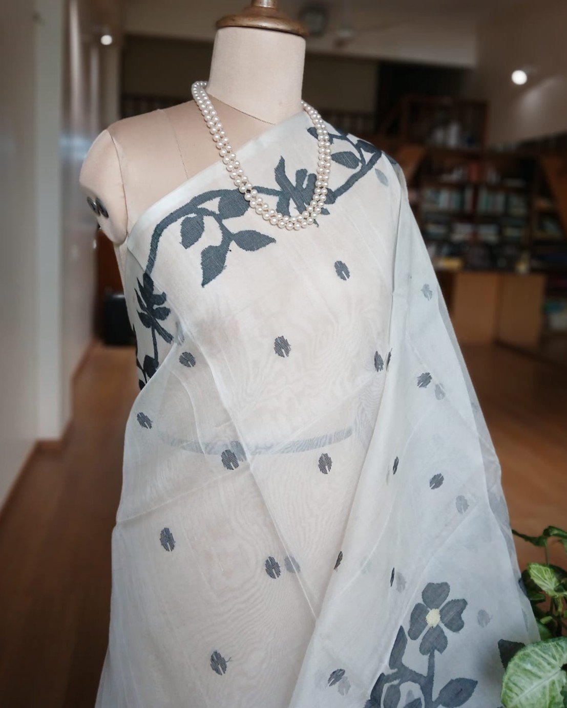 Handweave Jamdani Silk Saree – (SJMS1044) - Image 2