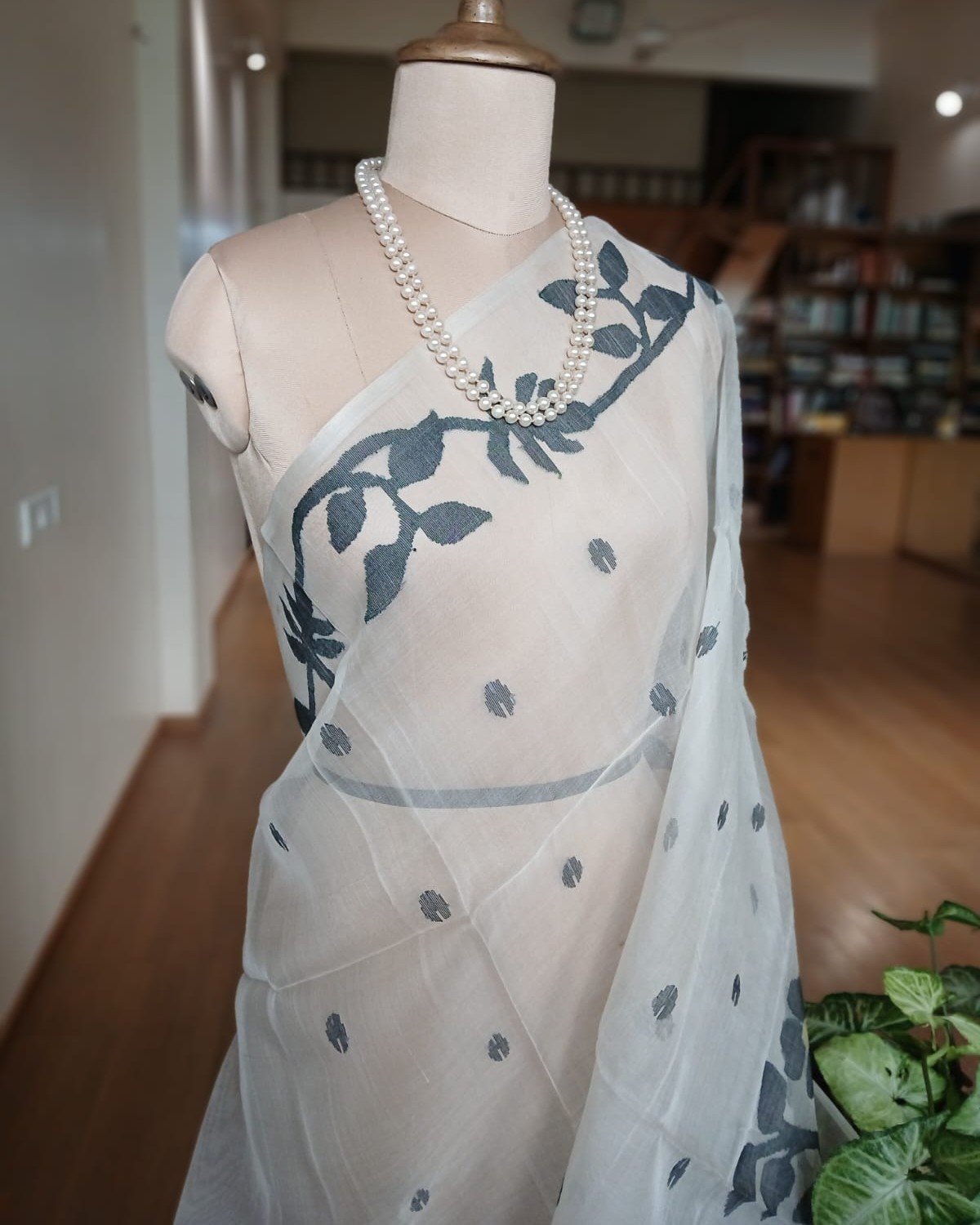 Handweave Jamdani Silk Saree – (SJMS1044) - Image 3