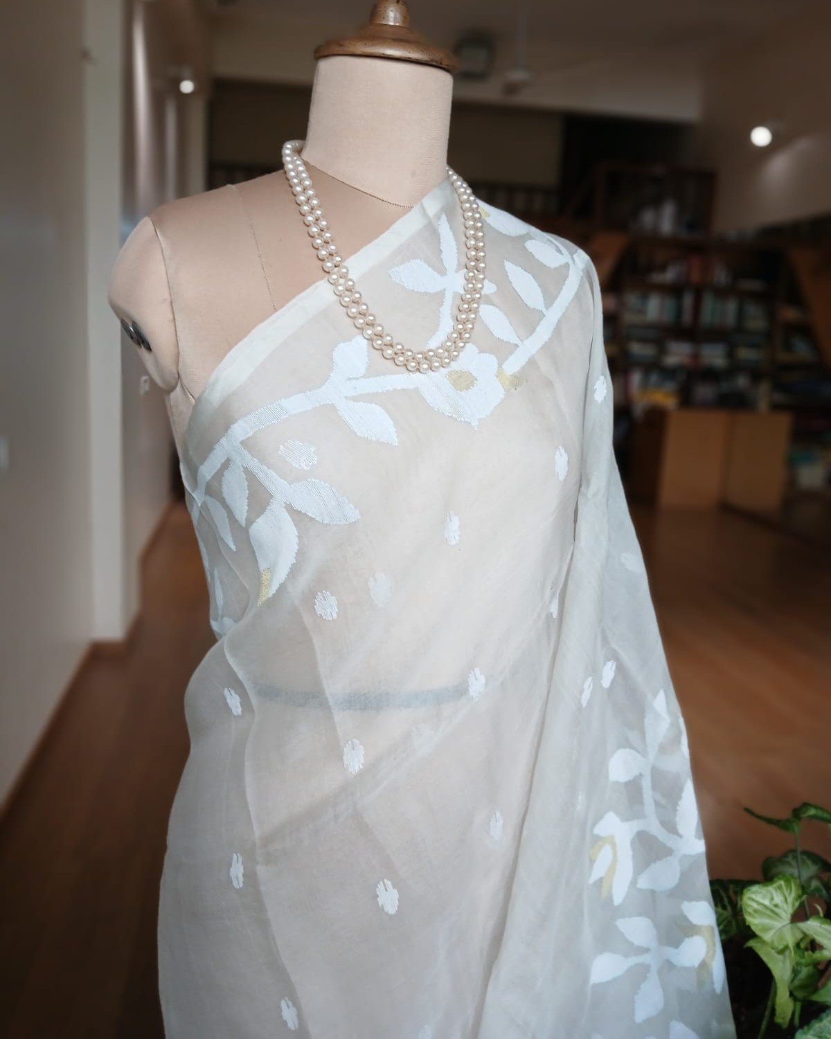 Handweave Jamdani Silk Saree – (SJMS1046) - Image 2