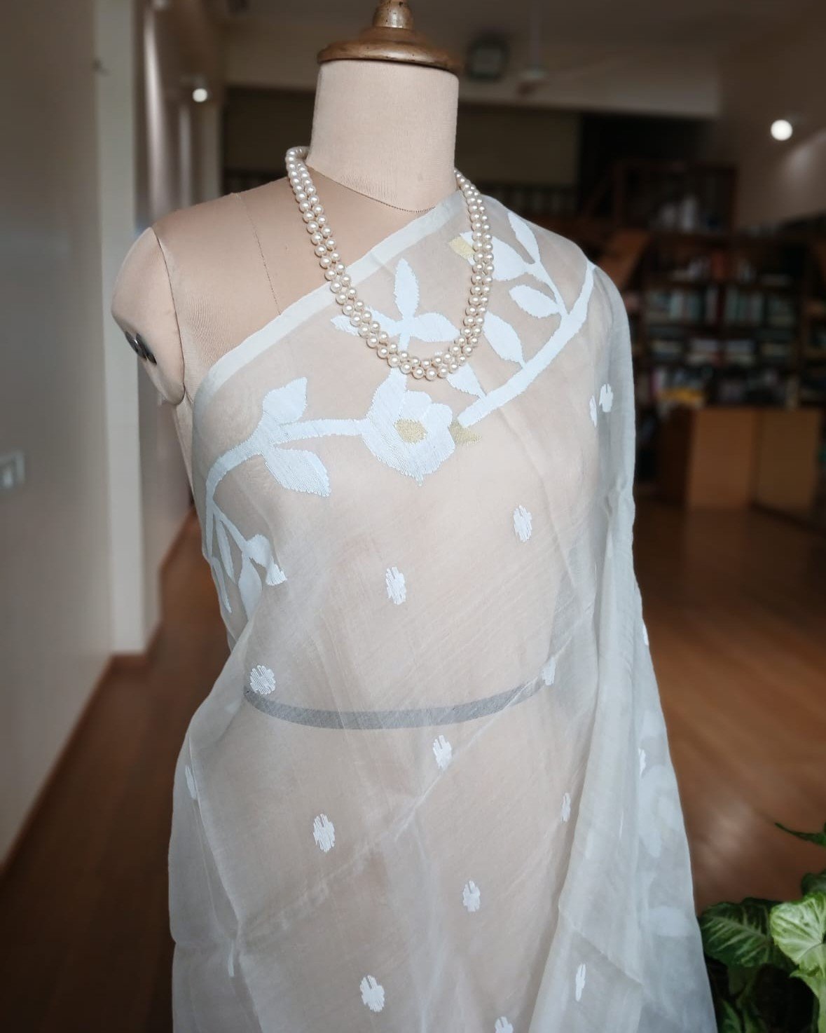 Handweave Jamdani Silk Saree – (SJMS1046) - Image 3