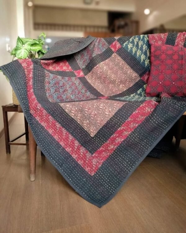 Patchwork Two-Layer Ajrakh Quilt (Godhri) – (APDG0007)