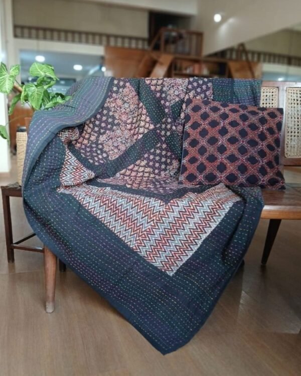 Patchwork Two-Layer Ajrakh Quilt (Godhri) – (APDG0009)