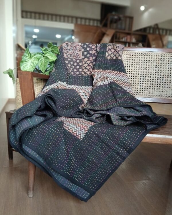 Patchwork Two-Layer Ajrakh Quilt (Godhri) – (APDG0009) - Image 3