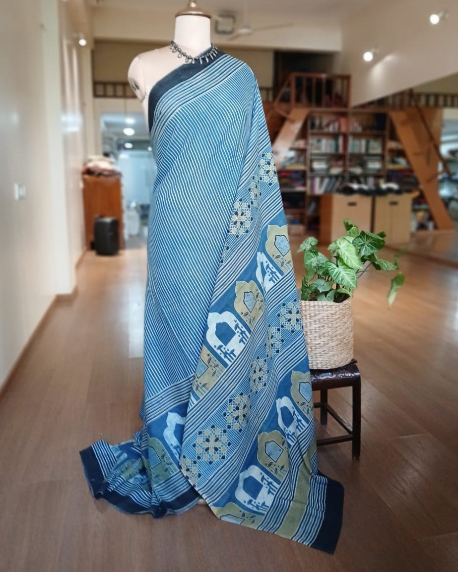 Ajrakh Mul Cotton Saree – (AMCS1031) - Image 4