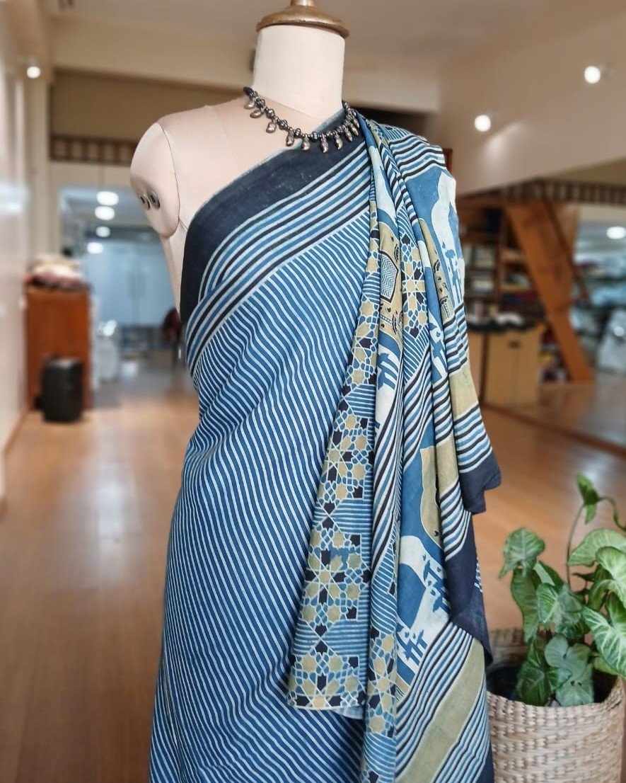 Ajrakh Mul Cotton Saree – (AMCS1031) - Image 2