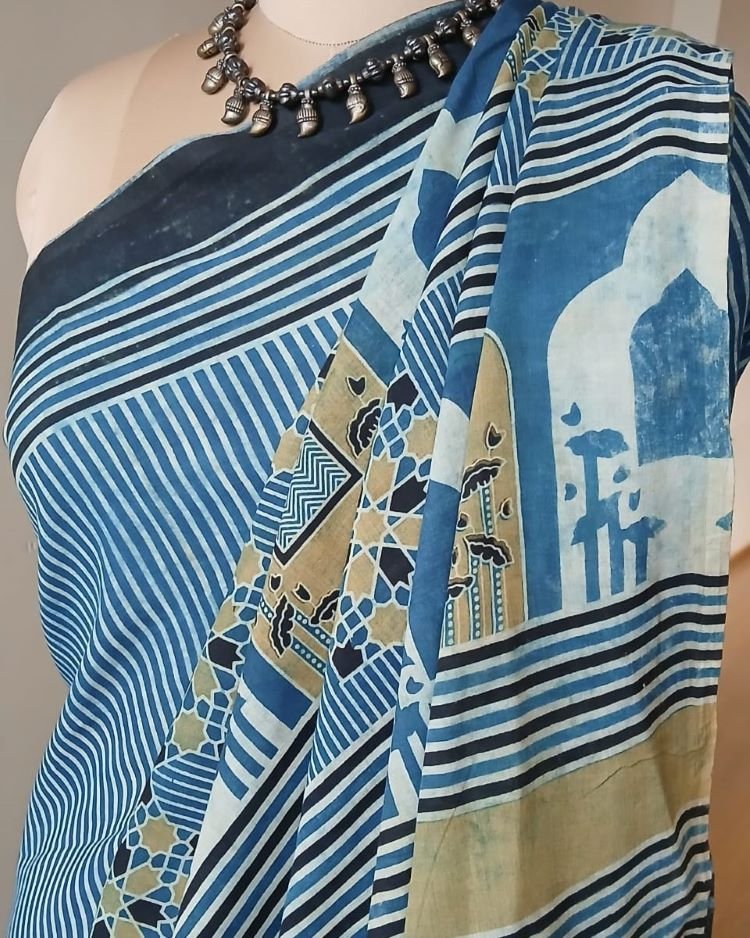 Ajrakh Mul Cotton Saree – (AMCS1031) - Image 3