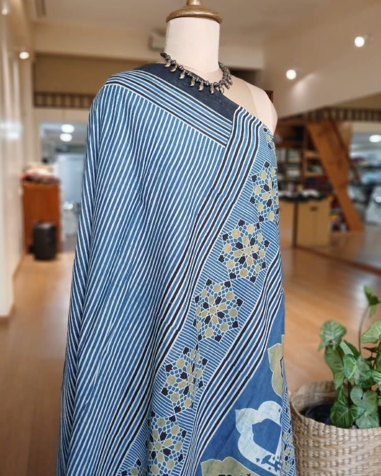 Ajrakh Mul Cotton Saree – (AMCS1031) - Image 7