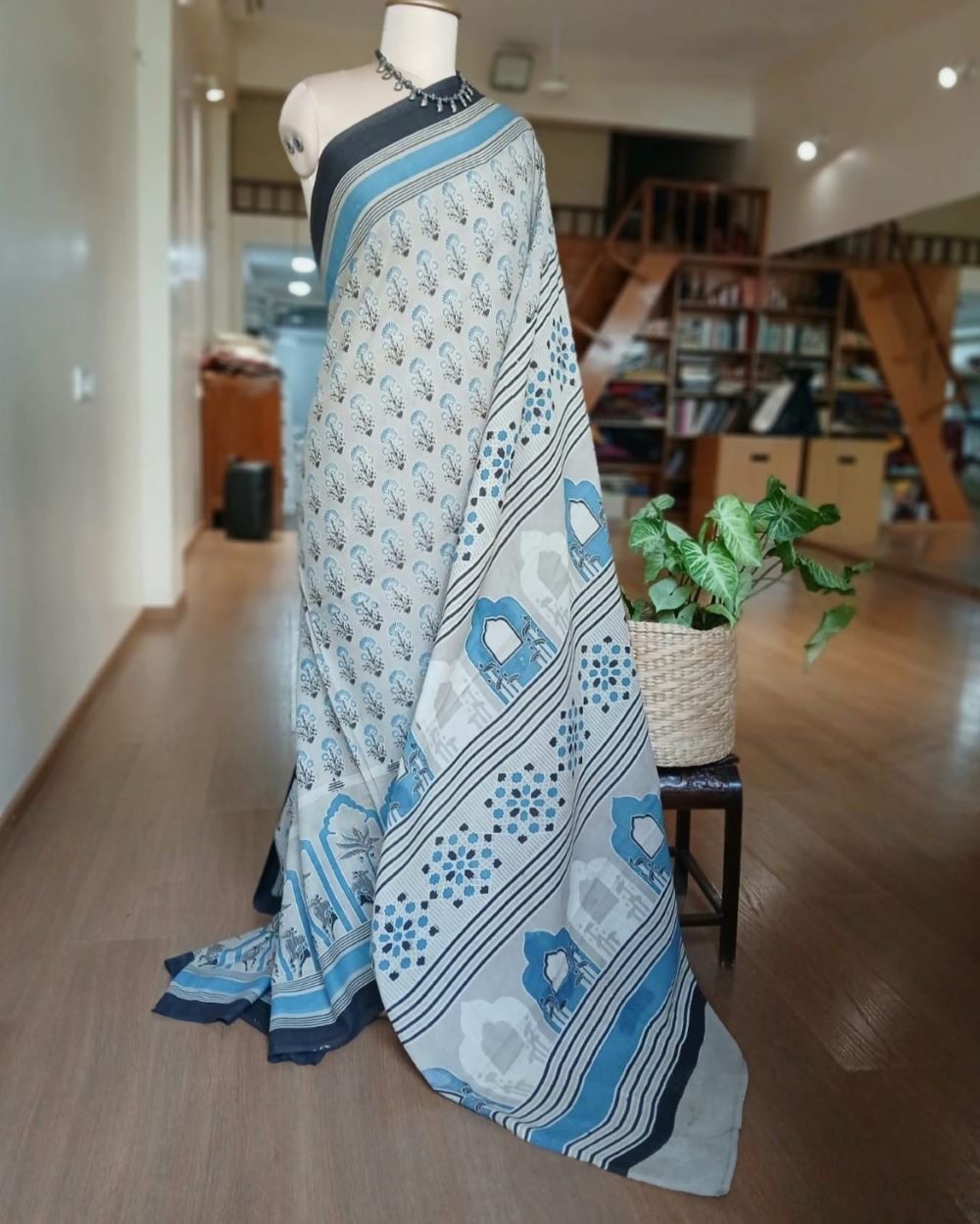 Ajrakh Mul Cotton Saree – (AMCS1032) - Image 4