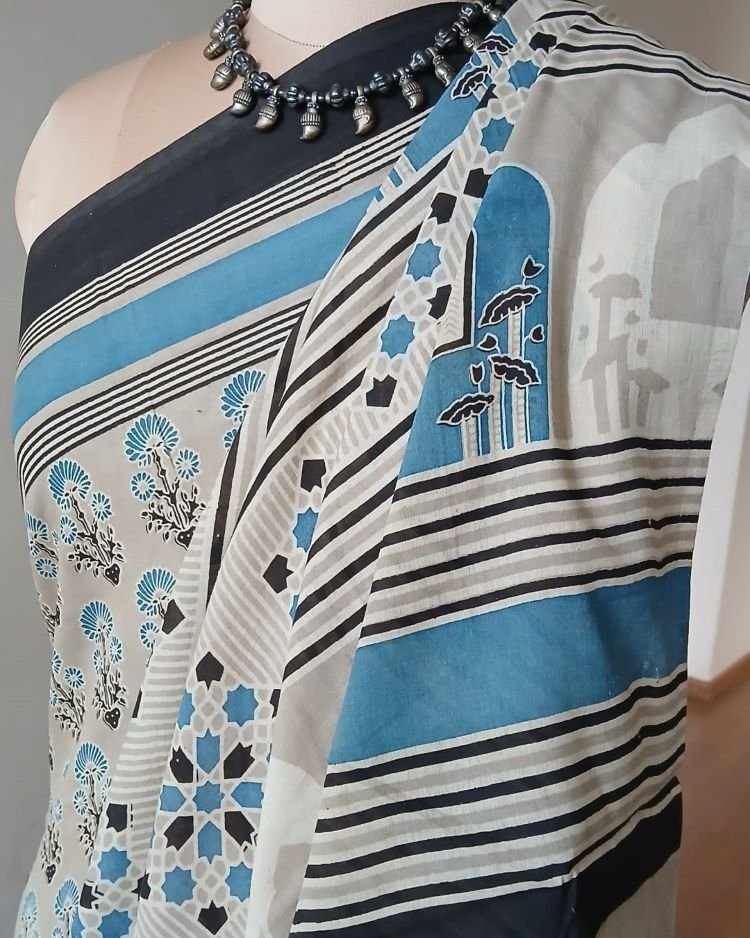 Ajrakh Mul Cotton Saree – (AMCS1032) - Image 3