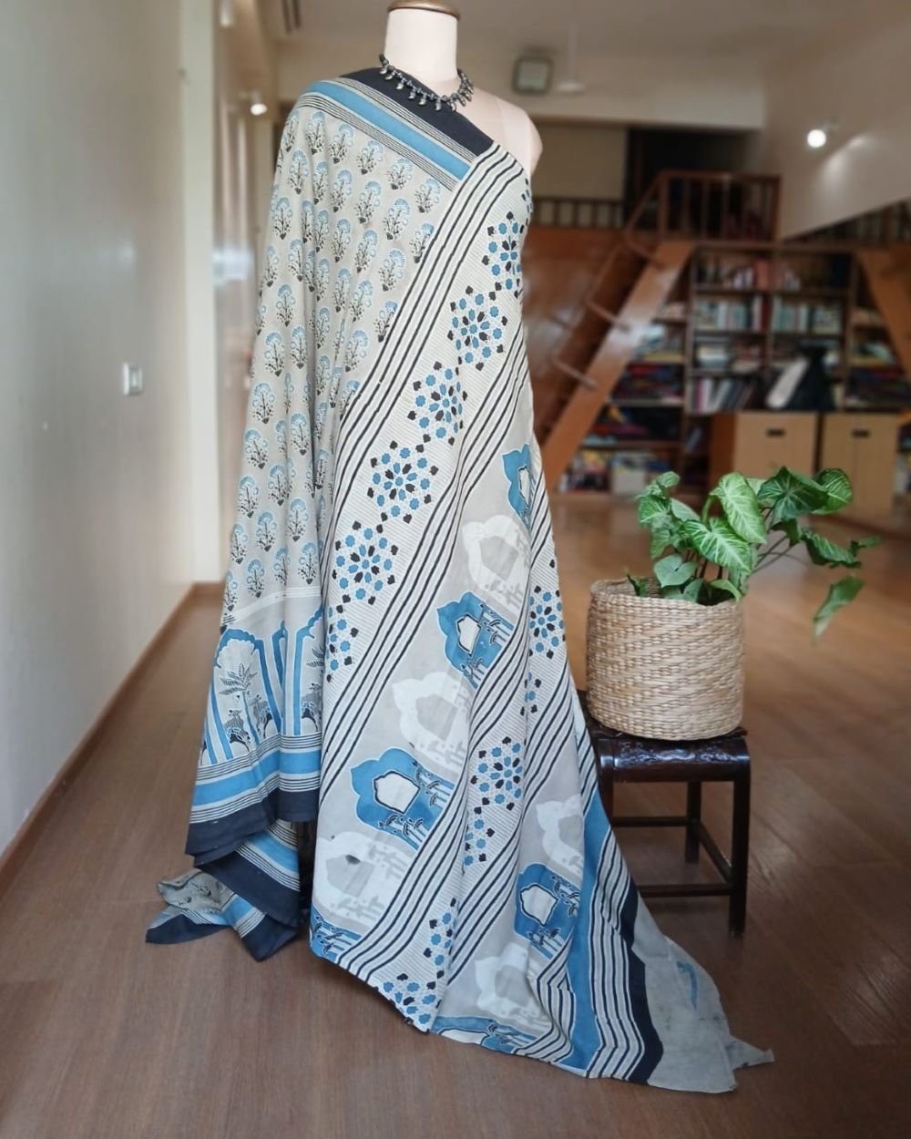 Ajrakh Mul Cotton Saree – (AMCS1032) - Image 6