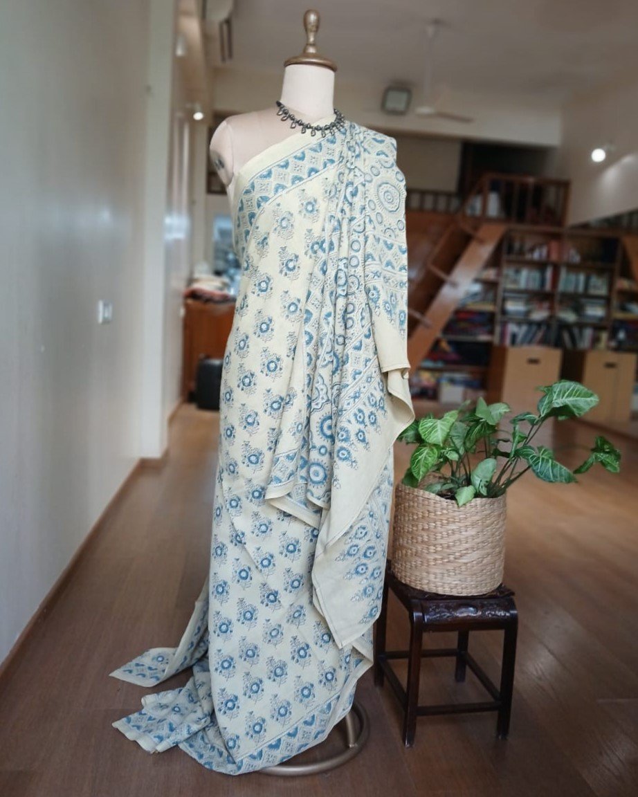 Ajrakh Mul Cotton Saree – (AMCS1023)