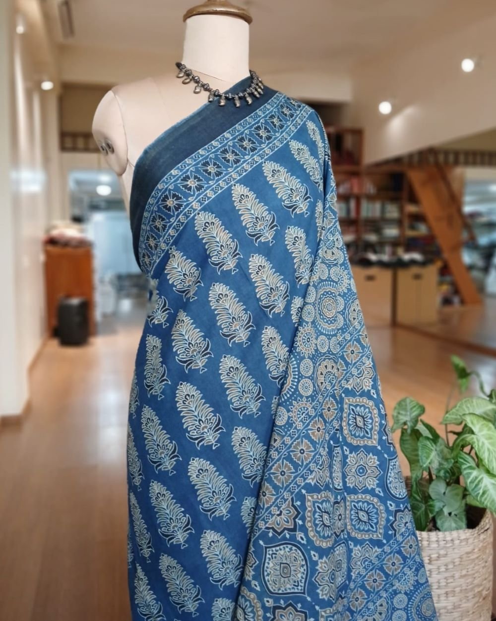 Ajrakh Mul Cotton Saree – (AMCS1024) - Image 5