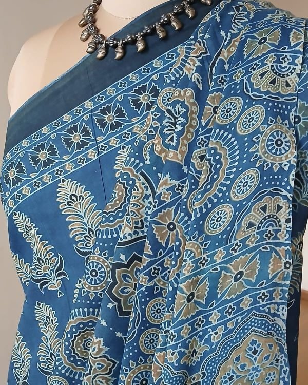 Ajrakh Mul Cotton Saree – (AMCS1024) - Image 3