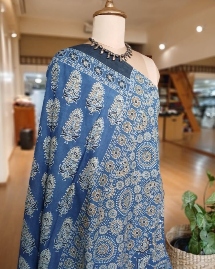 Ajrakh Mul Cotton Saree – (AMCS1024) - Image 7
