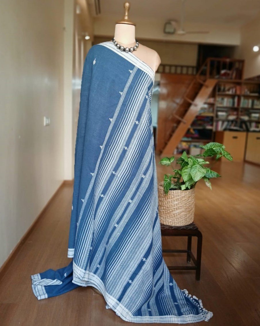 Bhujodi Saree handwoven in Kala Cotton – (BHUJ0043) - Image 5