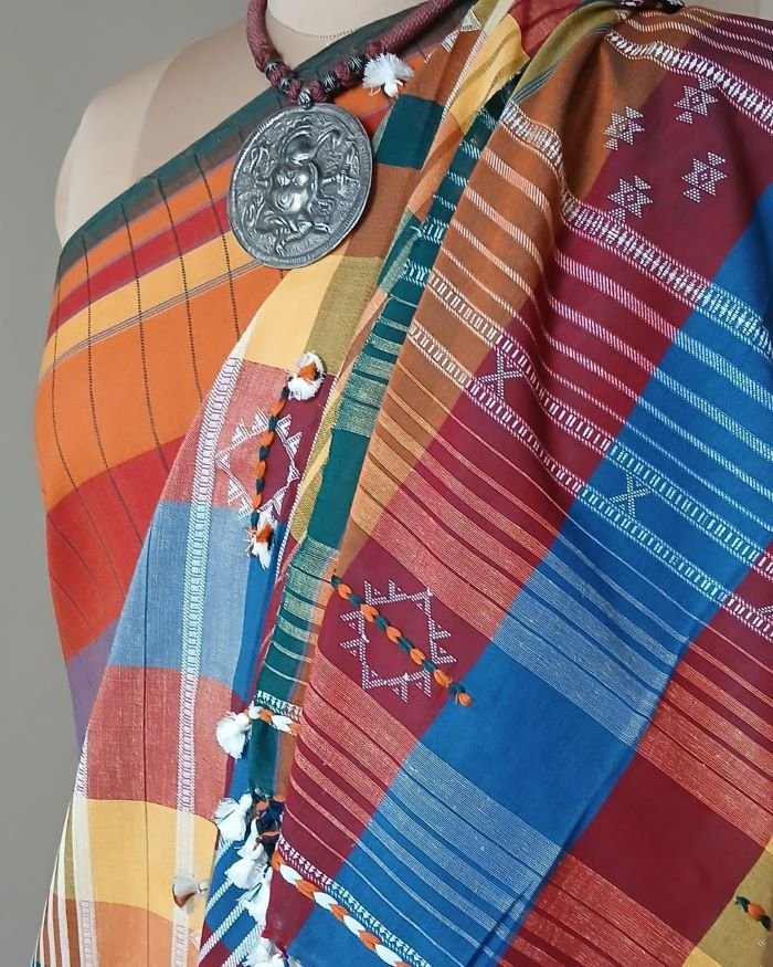 Bhujodi Saree handwoven in Kala Cotton – (BHUJ0055) - Image 3
