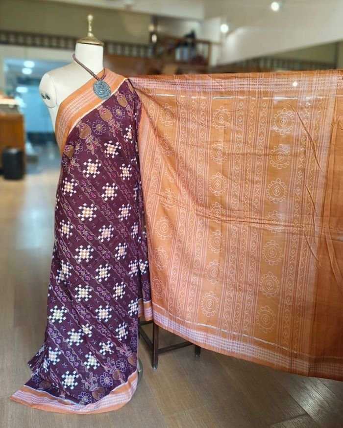 Kumbha and Pasapalli Double Ikat Sambalpuri cotton saree - (KPDS0001) - Image 2