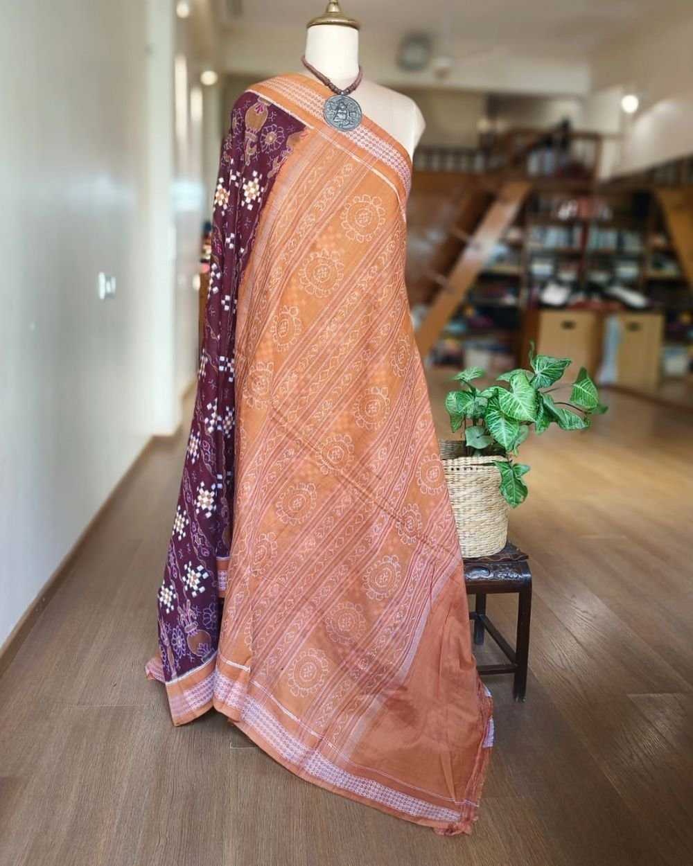 Kumbha and Pasapalli Double Ikat Sambalpuri cotton saree - (KPDS0001) - Image 6
