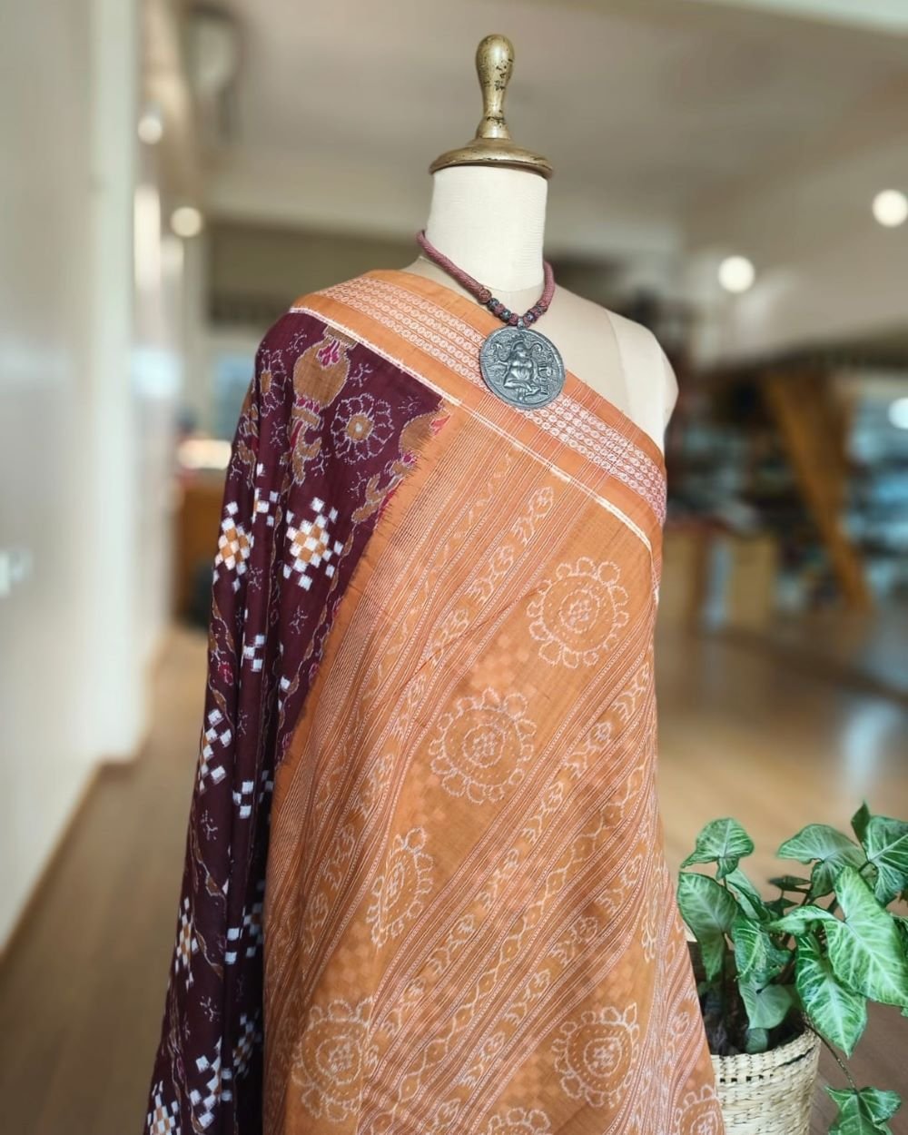 Kumbha and Pasapalli Double Ikat Sambalpuri cotton saree - (KPDS0001) - Image 7