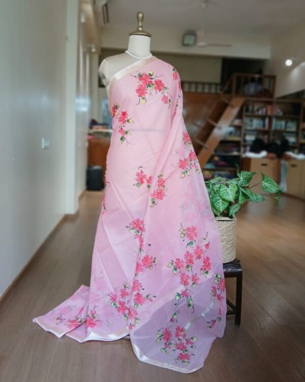 Handpainted Saree on Kota Doria - (HPKD0014) - Image 3